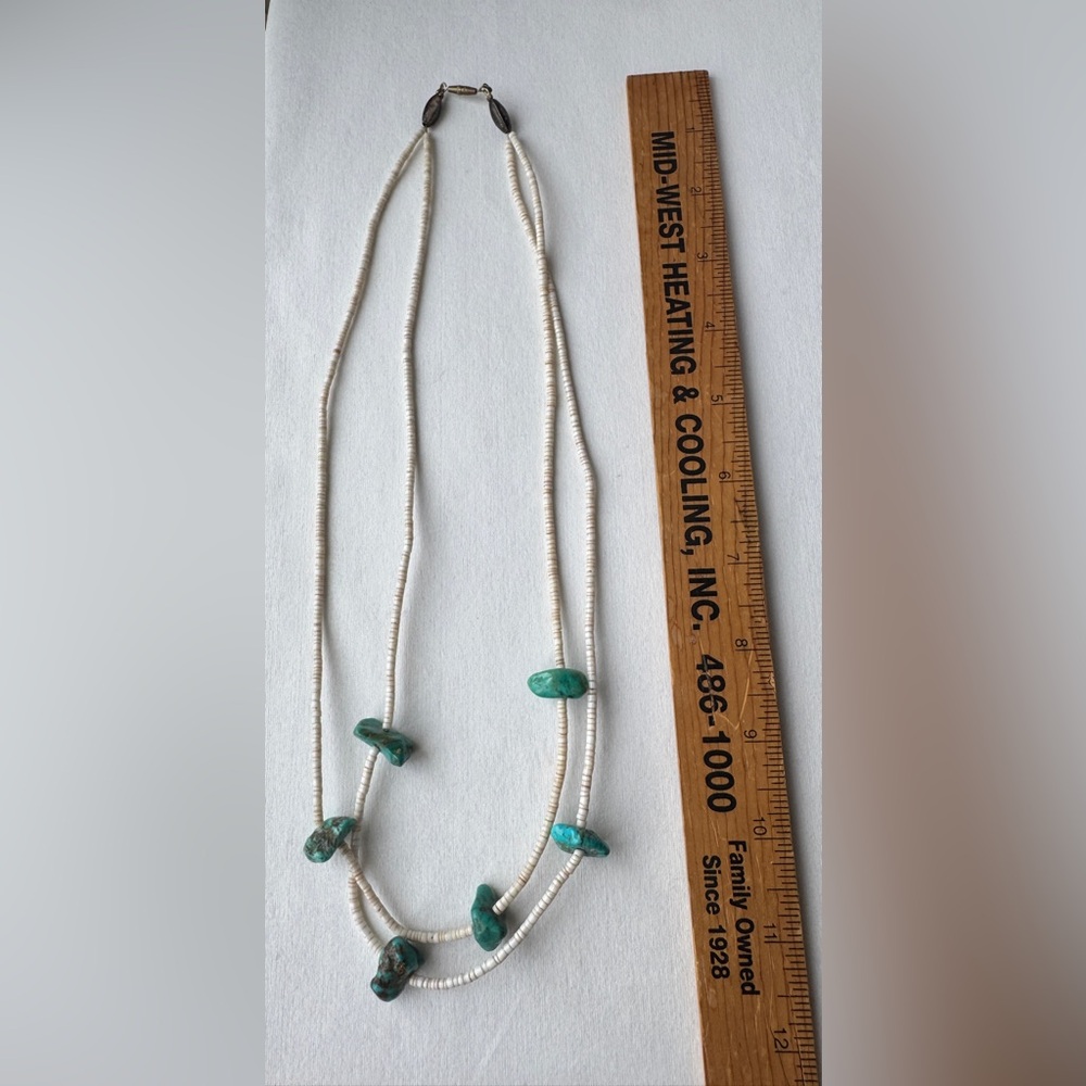 Vtg Native American Turquoise & Shell Heishi Beaded Santo Domingo Pueblo Style